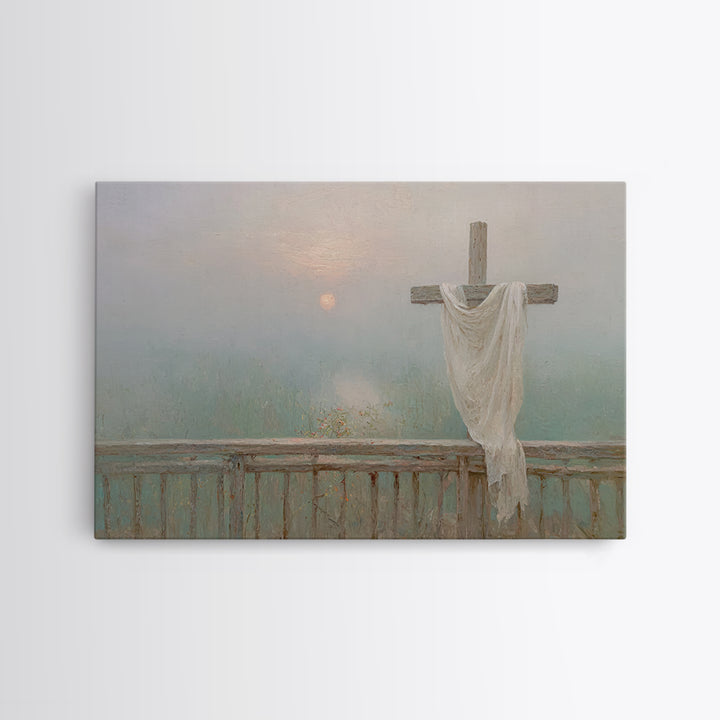Hopeful Crosslight - Framed Canvas Print - Christian Art Canvas - Minimalist Christian Art - Christian Painting - Christian Wall Art