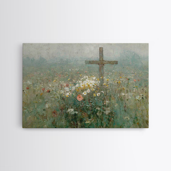 Wildflower Redemption | Framed Canvas Print | Christian Art Canvas | Vintage Christian Art | Christian Wall Art | Christian Painting