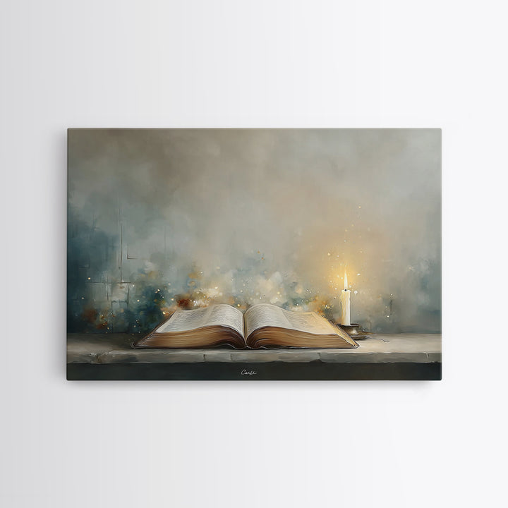 Candle Of Promise | Framed Canvas Print | Christian Wall Art | Christian Art Canvas | Christian Painting | Christian Decor | Christmas Art