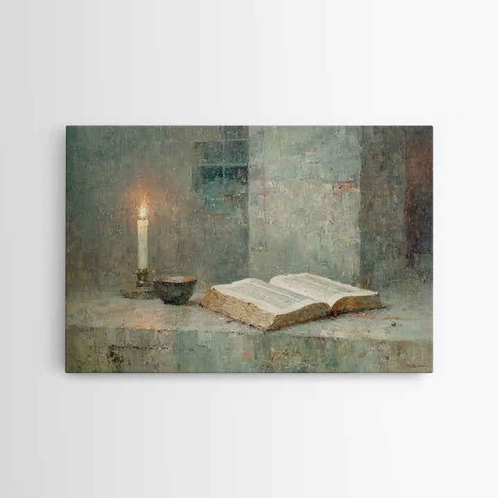 Quiet Scripture Light | Framed Canvas Print | Christian Art Canvas | Christian Painting | Christian Wall Art | Christmas Art | Christian De