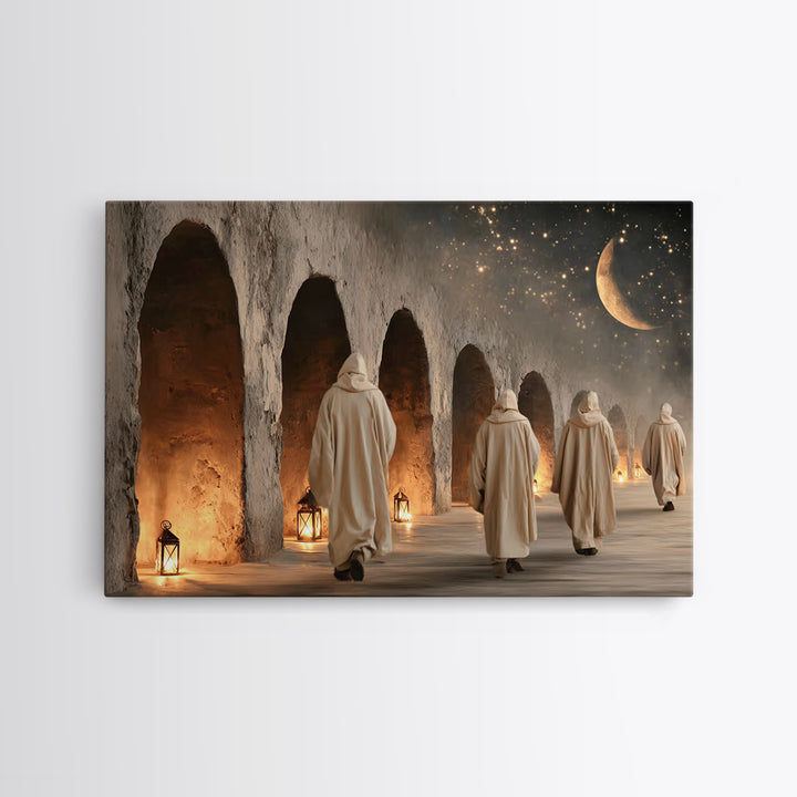 Midnight Pilgrims | Framed Canvas Print | Christian Painting | Christian Wall Art | Christian Decor | Christian Art Canvas | Christmas Art