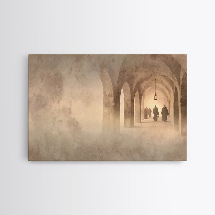 Monastery Path | Framed Canvas Print | Christmas Art | Christian Art Canvas | Christian Wall Art | Christian Painting | Christian Decor