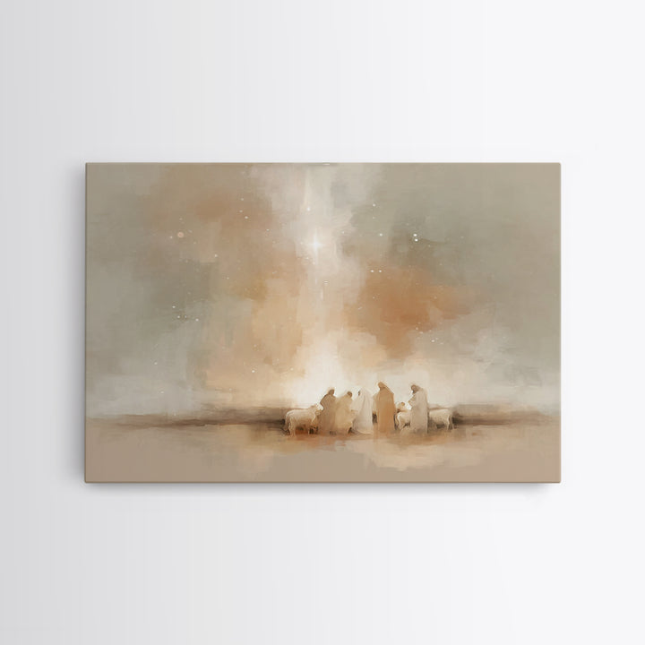 Shepherds Of Wonder | Framed Canvas Print | Christmas Art | Christian Wall Art | Christian Painting | Christian Art Canvas | Christian Deco