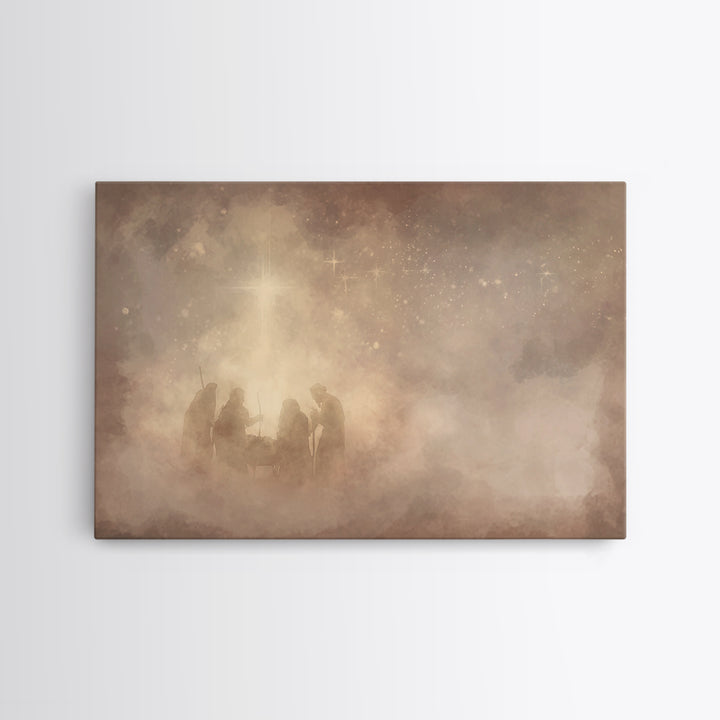 Nativity Dawn – Framed Canvas Print – Christian Wall Art – Christian Art Canvas – Christmas Art – Jesus Painting – Christian Christmas Art