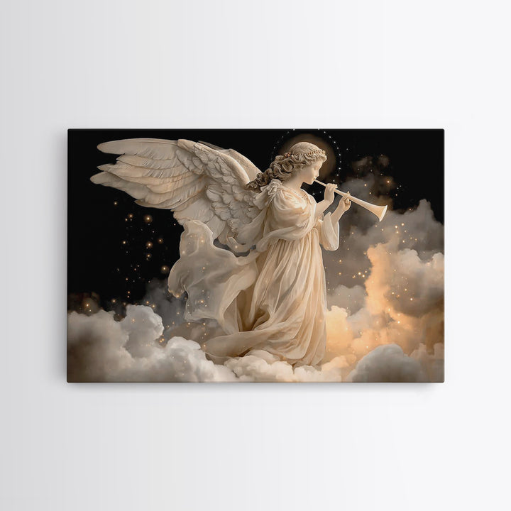 Angelic Herald – Framed Canvas Print – Christian Christmas Art – Christian Wall Art – Christian Art Canvas – Christmas Wall Art – Jesus Pai