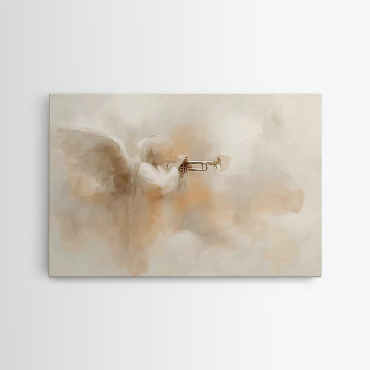 Trumpet Herald – Framed Canvas Print – Christian Art Canvas – Christian Wall Art – Christian Christmas Art – Christmas Art – Christian Art
