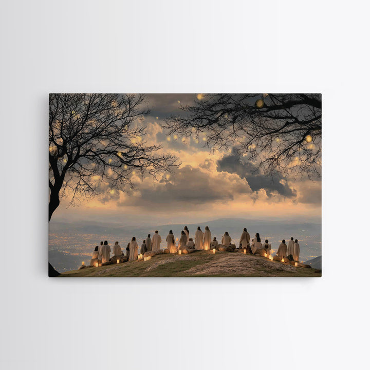 Gathered at Dawn – Framed Canvas Print – Christian Christmas Art – Christian Wall Art – Christian Art Canvas – Christmas Art – Christian Pa