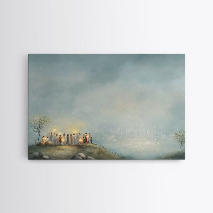 City of Light – Framed Canvas Print – Christian Art Canvas – Christian Wall Art – Christian Painting – Christian Christmas Art – Christmas