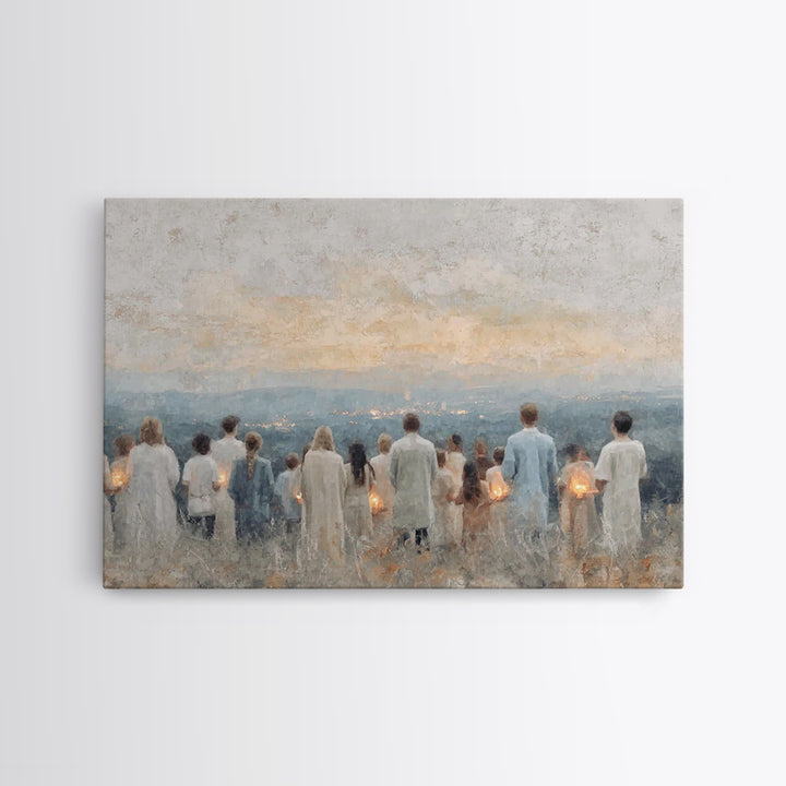Dawn Assembly – Framed Canvas Print – Christian Wall Art – Christian Art Canvas – Christian Christmas Art – Christmas Art – Christian Paint