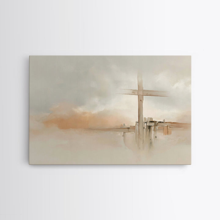 Quiet Hill Cross | Framed Canvas Print | Christian Wall Art | Christian Art Canvas | Minimalist Christian Art | Christian Decor