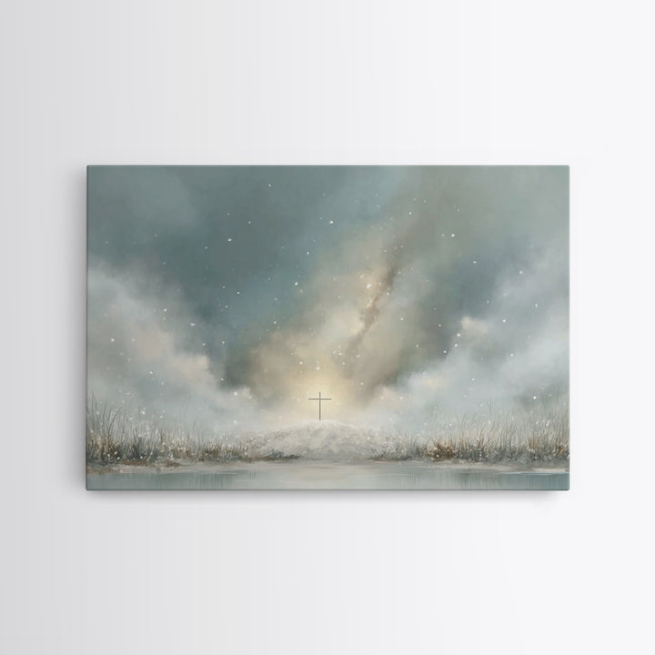 Winter Of Promise, Framed Canvas Print, Christian Wall Art, Christian Art Canvas, Christian Christmas Art, Christian Decor