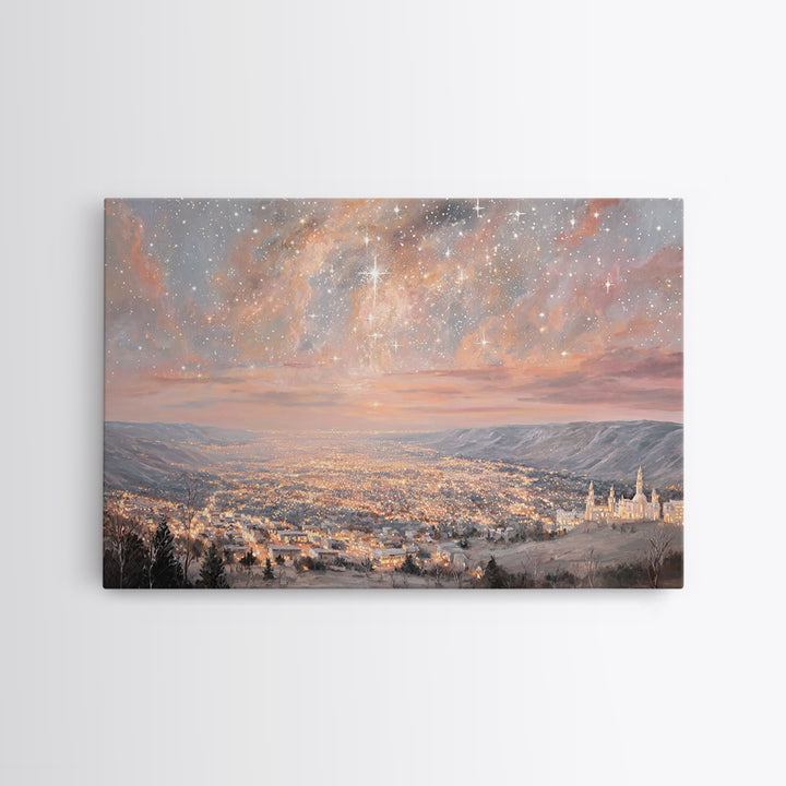 Heavenly Dawn Light, Framed Canvas Print, Christian Art Canvas, Christian Wall Art, Christmas Art Prints, Jesus Christmas Art, Christian De