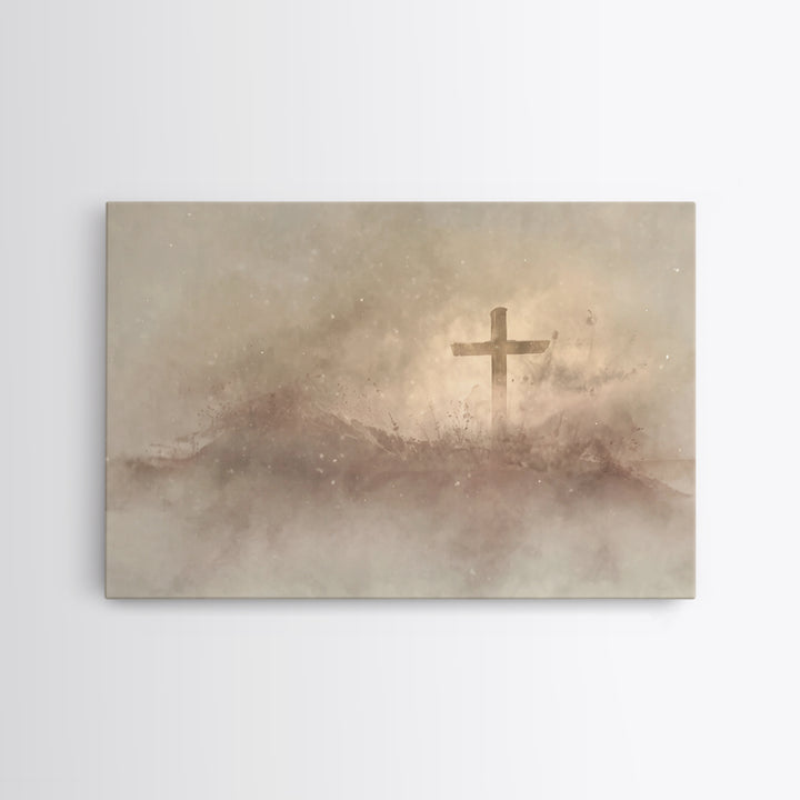 Cross Of Stillness – Framed Canvas Print – Christian Wall Art – Christian Art Canvas – Subtle Christian Art – Christian Gift