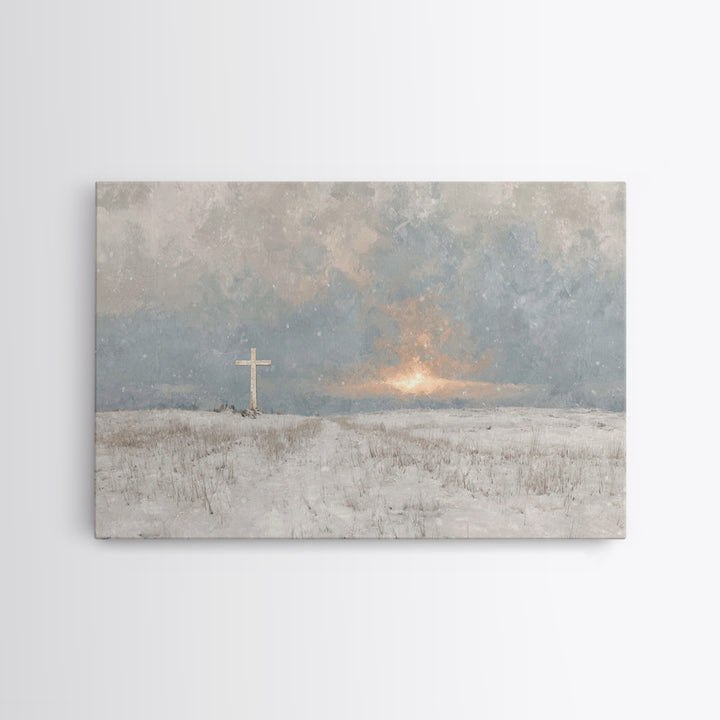 Winter Grace Rising | Framed Canvas Print | Christian Wall Art | Christian Art Canvas | Christian Christmas Art | Christian Decor