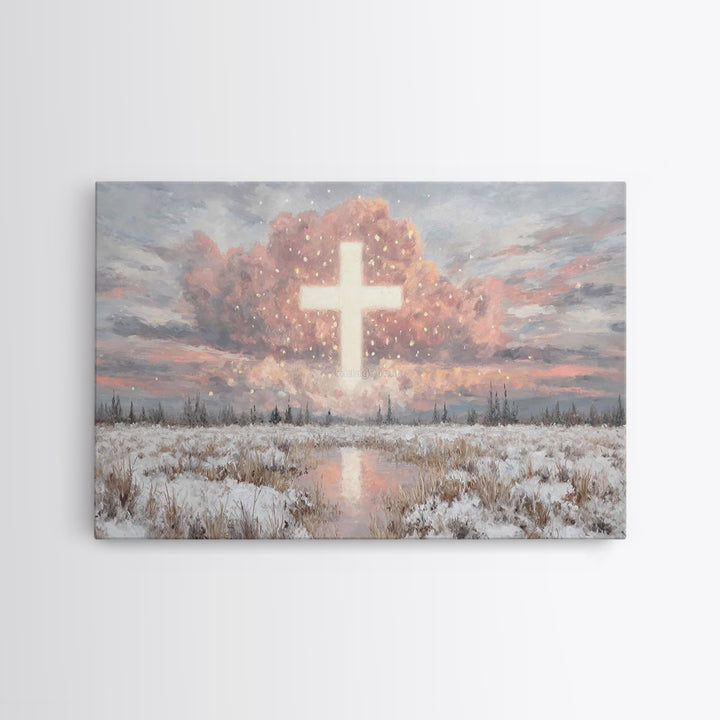 Radiant Glory Sky, Framed Canvas Print, Christian Wall Art, Christian Art Canvas, Christian Christmas Art, Christian Gift Ideas
