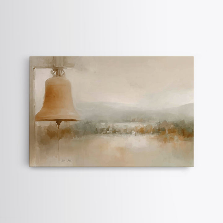 Soft Bell Horizon, Framed Canvas Print, Christian Wall Art, Christian Art Canvas, Minimalist Christian Art, Christian Decoration