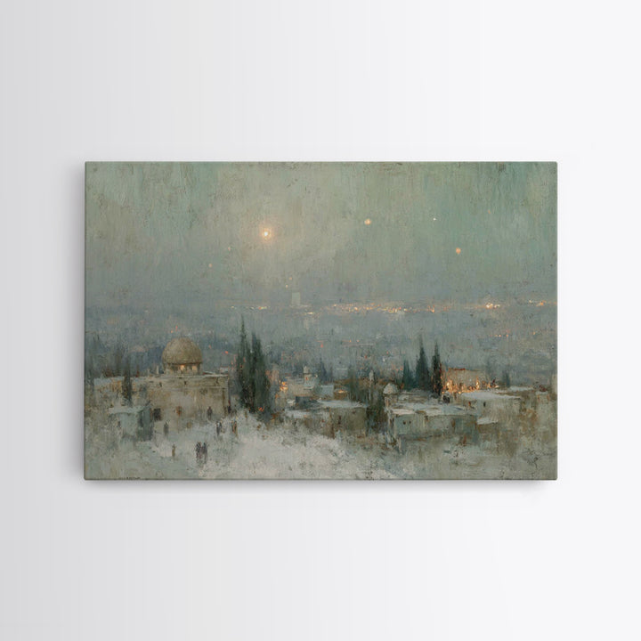 Holy Night Peace – Framed Canvas Print – Christian Christmas Art – Christian Art Canvas – Vintage Christian Art – Christmas Wall Art – Chri