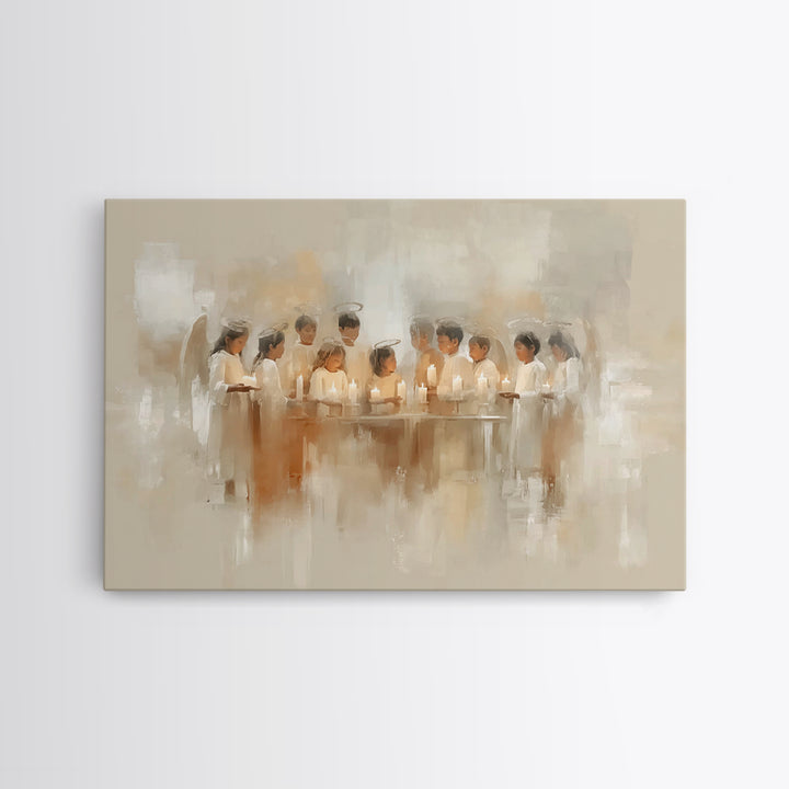 Heavenly Lantern Circle – Framed Canvas Print – Christian Art – Christian Wall Art – Christmas Art – Christian Art Canvas – Christian Decor