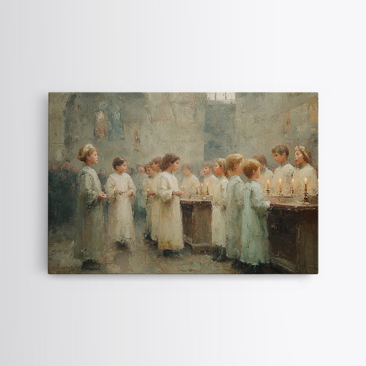 Sanctuary Candle Vigil – Framed Canvas Print – Christian Wall Art – Christian Art Canvas – Christian Christmas Art – Christian Decor – Vint