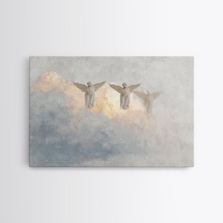 Cloudborne Guardians – Framed Canvas Print – Christian Art – Christian Christmas Art – Christian Wall Art – Christian Art Canvas – Christia