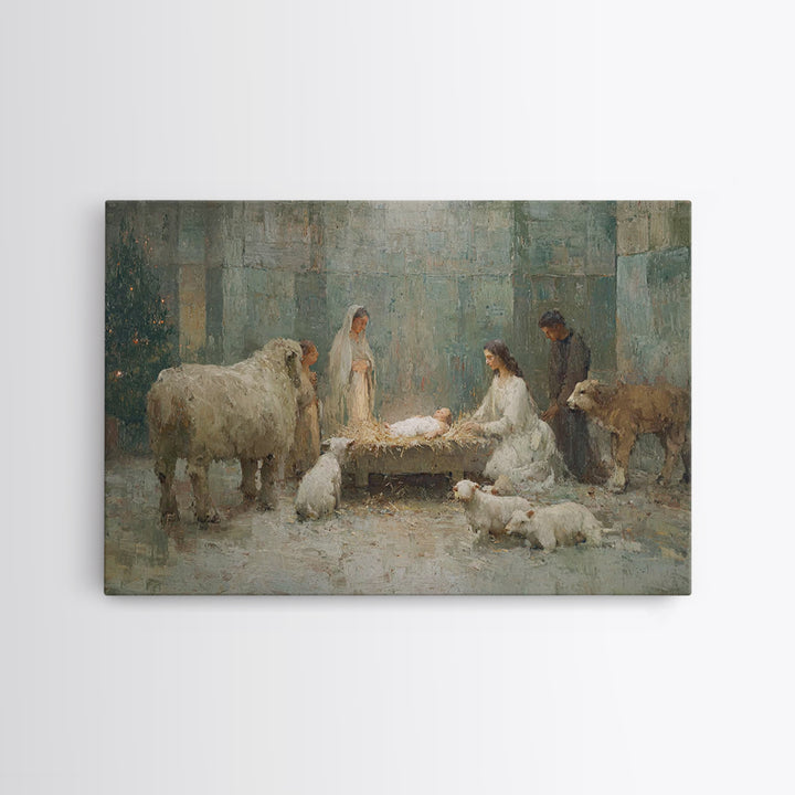 Nativity Light | Framed Canvas Print | Christmas Art Prints | Christian Christmas Art | Christian Wall Art | Christian Art Canvas