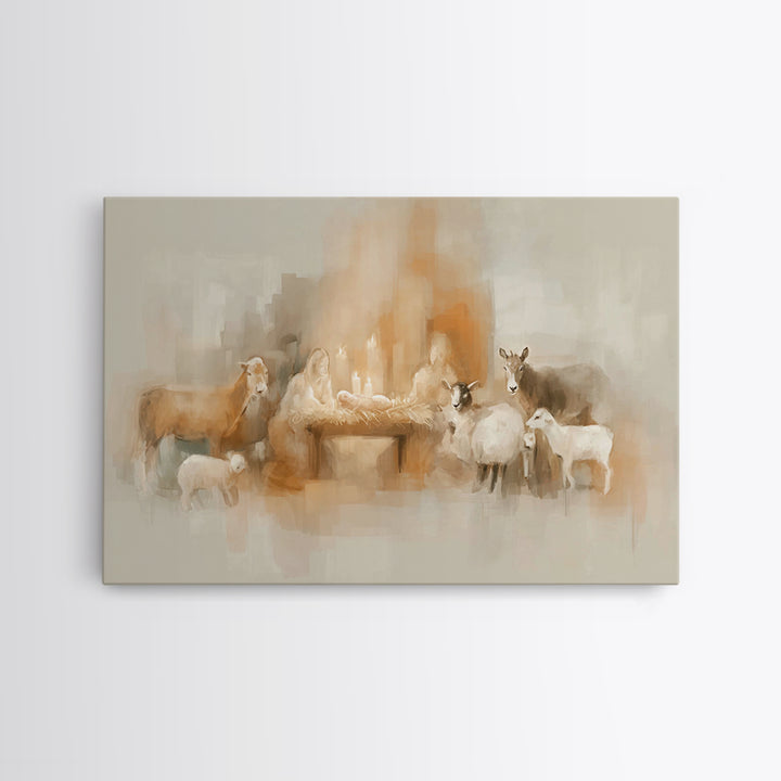 Holy Manger Light – Framed Canvas Print – Christian Christmas Art – Christian Wall Art – Christian Art Canvas – Christmas Art Prints