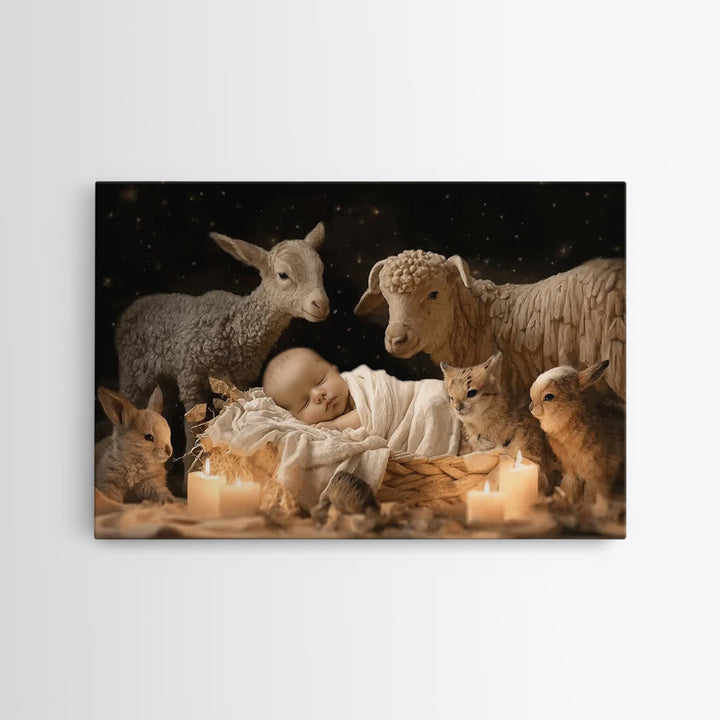 Quiet Bethlehem Night | Framed Canvas Print | Christian Art Canvas | Christian Wall Art | Christian Christmas Art | Christmas Art Work