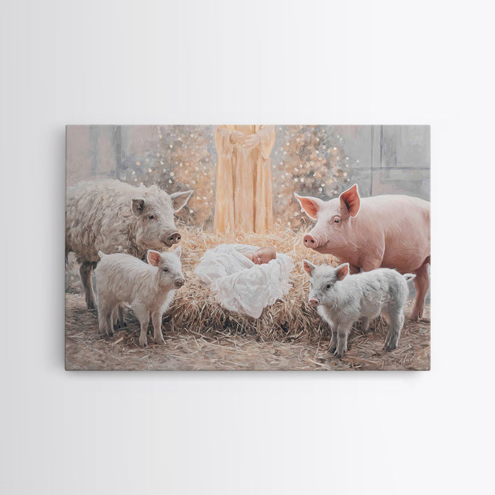 Holy Cradle Light, Framed Canvas Print, Christian Christmas Art, Christian Wall Art, Christian Art Canvas, Framed Christmas Art