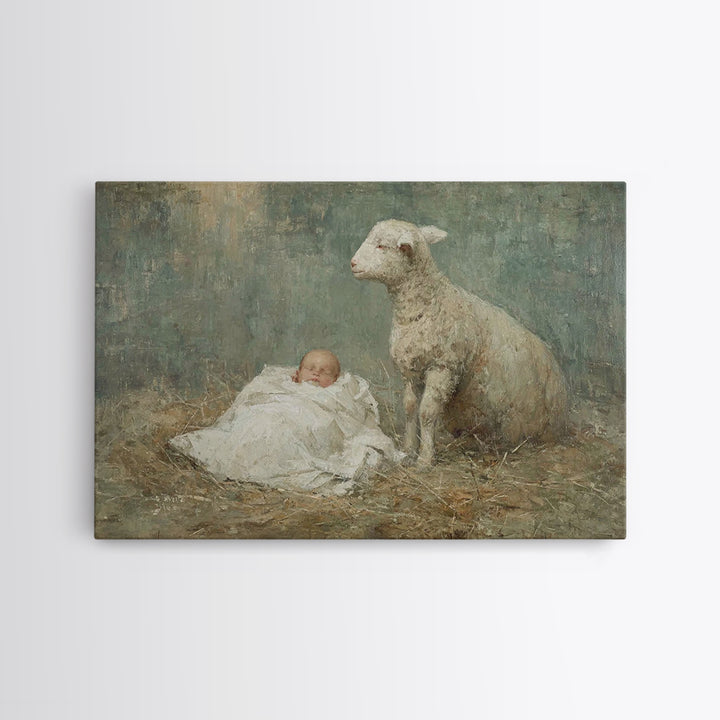 Lamb Of Dawn | Framed Canvas Print | Christian Wall Art | Christian Art Canvas | Subtle Christian Art | Christian Christmas Art