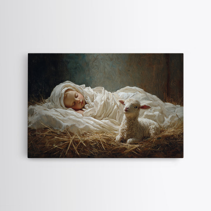 Holy Manger Peace – Framed Canvas Print – Christian Wall Art – Christmas Art – Christian Art Canvas – Jesus Painting