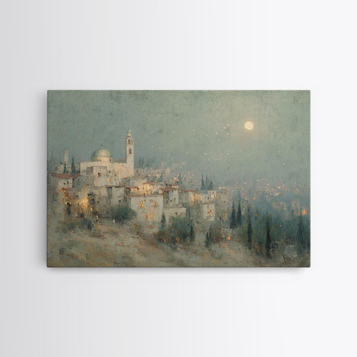 Holy Night Haze | Framed Canvas Print | Christian Christmas Art | Christian Art Canvas | Christmas Wall Art | Christian Art
