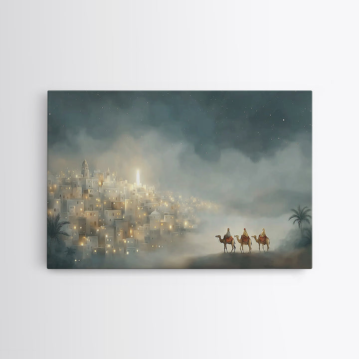 Guided By The Light – Framed Canvas Print – Christian Art Canvas – Christmas Art – Christian Wall Art – Christian Christmas Art