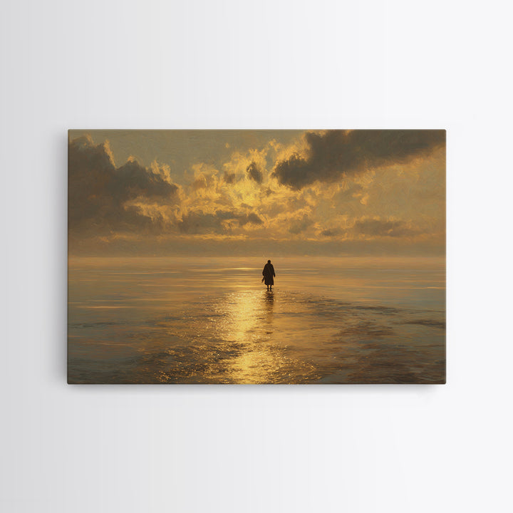 Heavenly Shore – Framed Canvas Print – Jesus Painting – Christian Art Canvas – Christian Wall Art – Christmas Art – Christian Decor