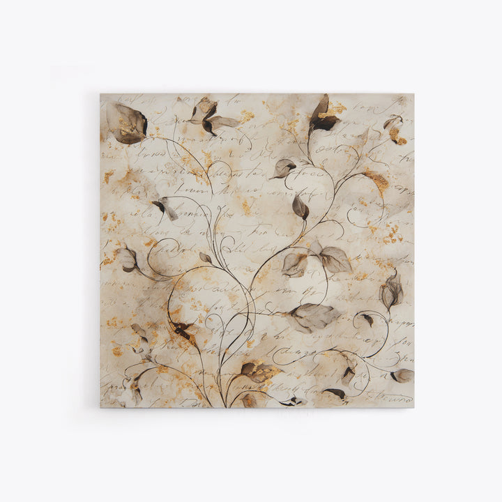 Floral Vine Created from Graceful Script Like Canvas Print, Calligraphy Art, Printable Art, Living Room Decor, Script, CAL-1x1-11