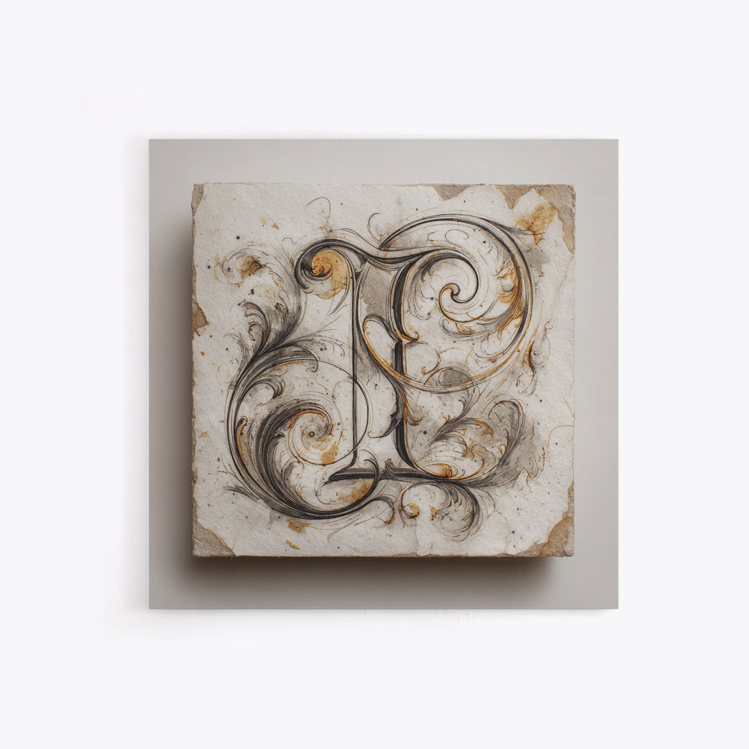 Baroque Scrollwork Made from Looping Pen Strokes Framed Canvas Print, Calligraphy Art, Wall Decor, Living Room Decor, Script, CAL-1x1-12