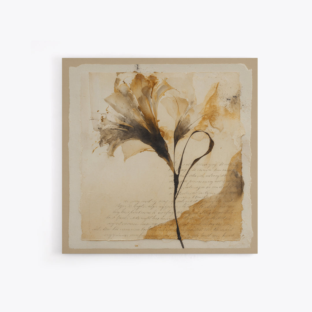 Single Elegant Flourish Shaped Like a Flower Framed Canvas Print, Calligraphy Art, Fine Art Print, Living Room Decor, Script, CAL-1x1-29