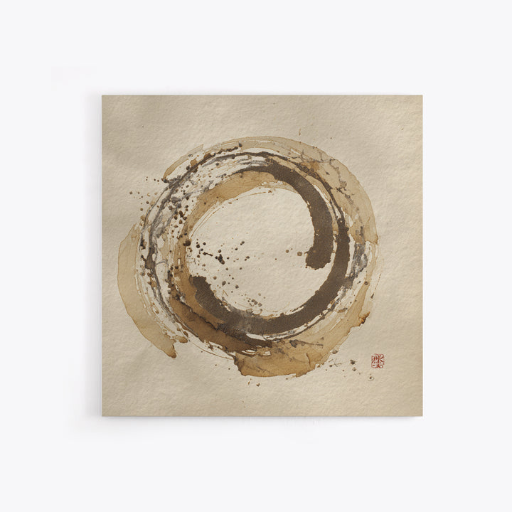 Japanese Brush Mark Circle Canvas Print, Calligraphy Art, Home Decor, Living Room Decor, Fine Art, Script, Wall Art Print, CAL-1x1-4