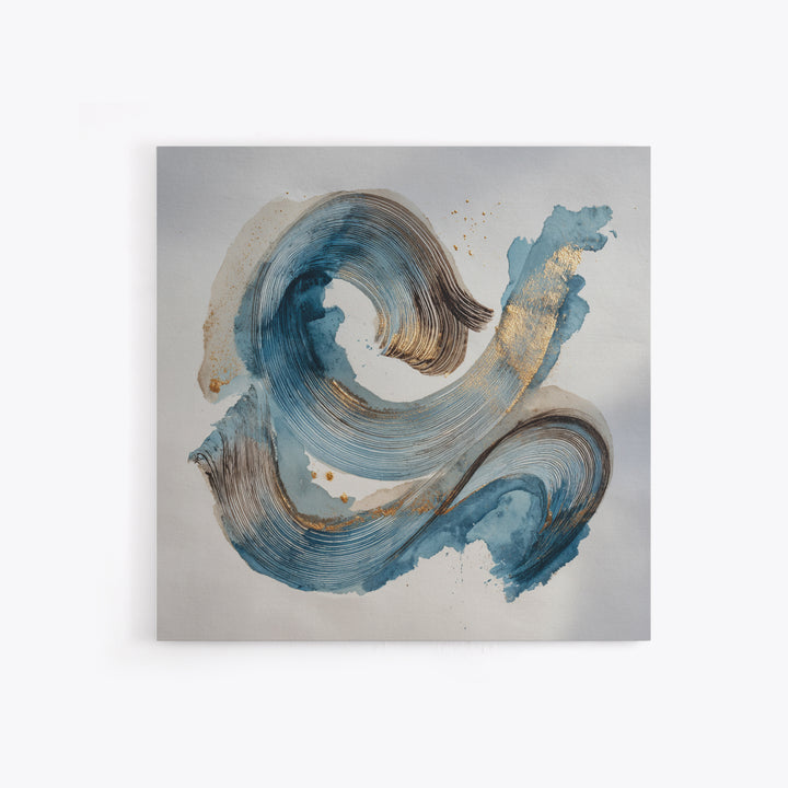 Modern Calligraphy Wave Framed Canvas Print, Calligraphy Art, Japanese Decor, Living Room Decor, Fine Art, Script, Art Print, CAL-1x1-58