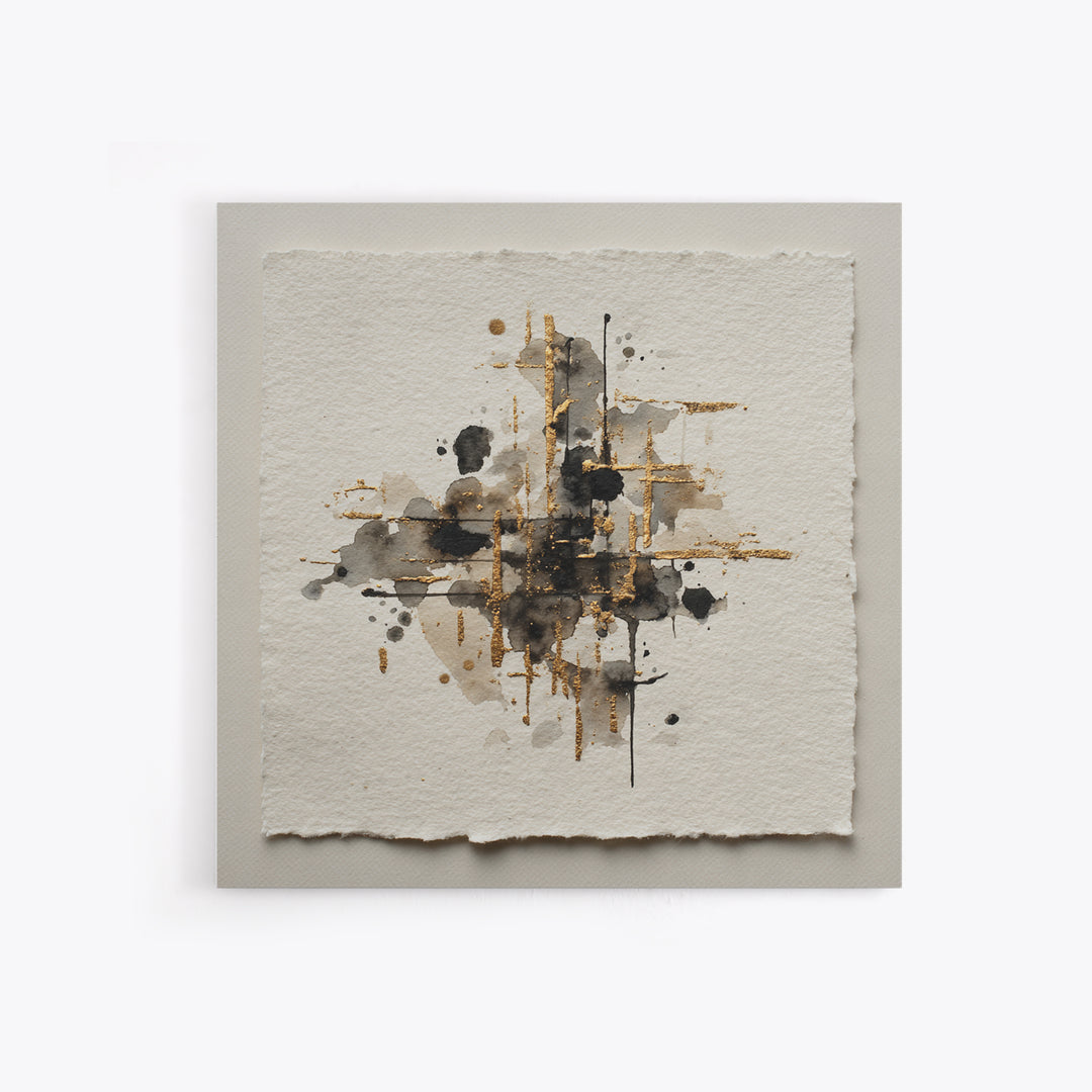 Ink Splatter and Long Brushstroke Composition Canvas Print, Calligraphy Art, Living Room Wall Art, Living Room Decor, Script, CAL-1x1-64