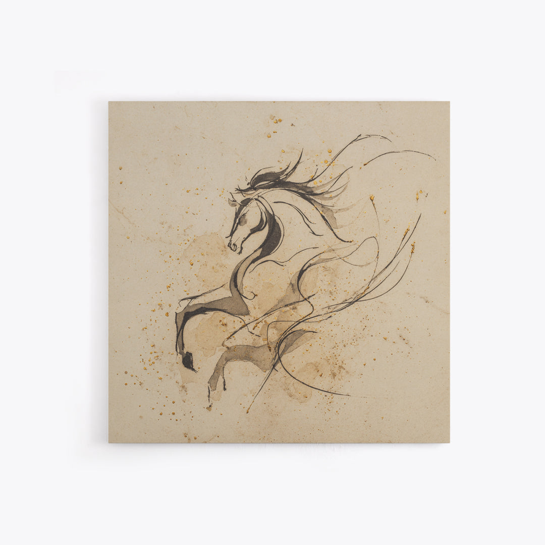 Calligraphic Horse Silhouette Made from One Line Canvas Print, Calligraphy Art, Gallery Decor, Living Room Decor, Script, CAL-1x1-65