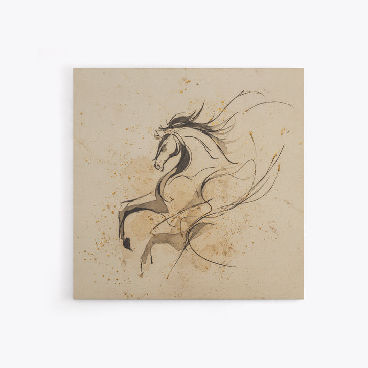 Calligraphic Horse Silhouette Made from One Line Canvas Print, Calligraphy Art, Gallery Decor, Living Room Decor, Script, CAL-1x1-65