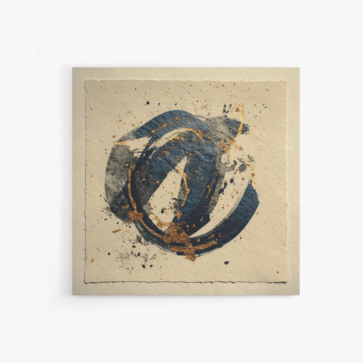 Layered Copper Ink Strokes on Dark Navy Framed Canvas Print, Calligraphy Art, Gallery Decor, Living Room Decor, Script, CAL-1x1-78