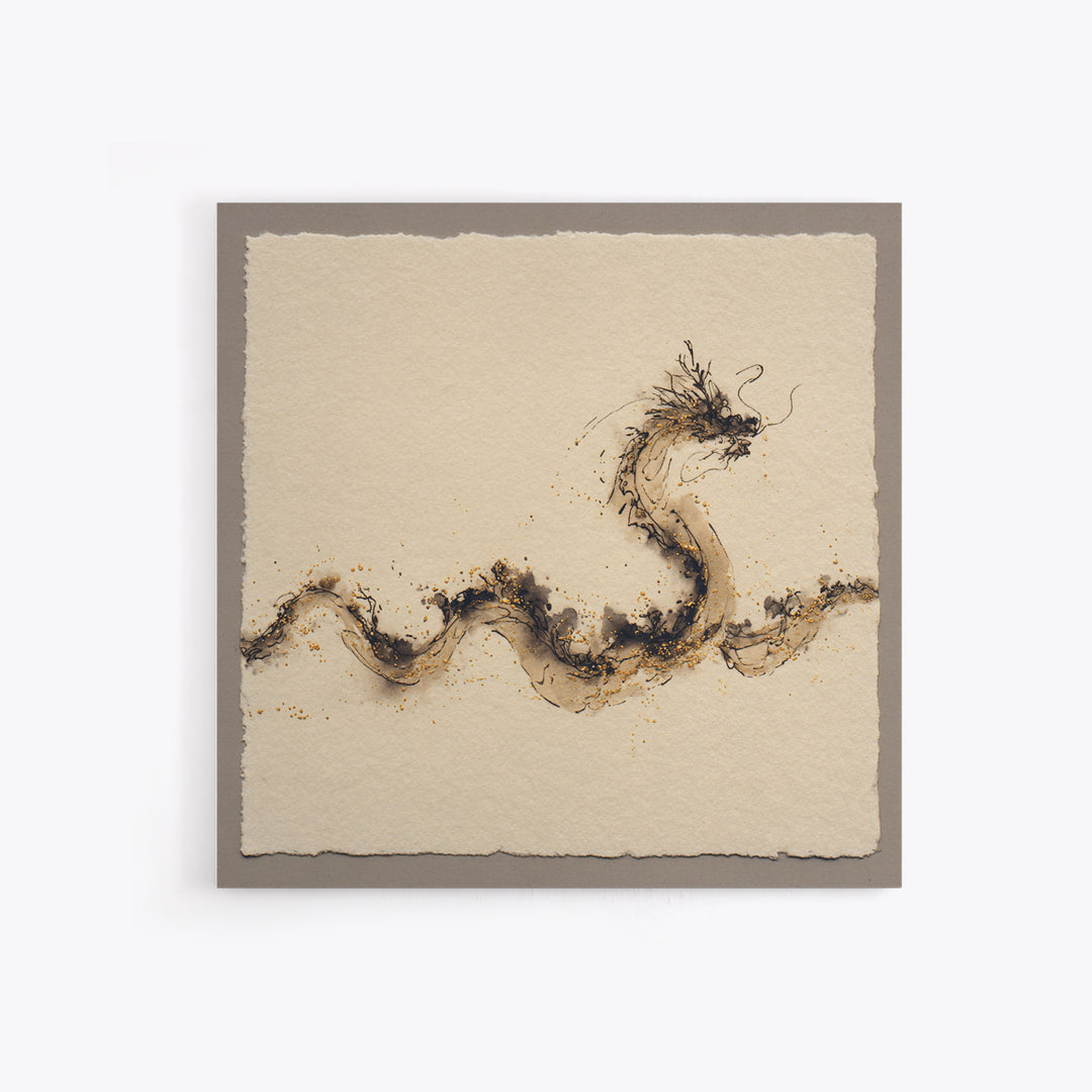 Ink Wash Dragon Curve Canvas Print, Calligraphy Art, Textured Painting, Living Room Decor, Fine Art, Script, Printable Wall Art, CAL-1x1-81