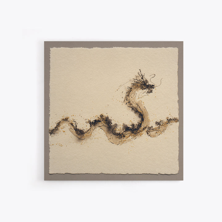 Ink Wash Dragon Curve Canvas Print, Calligraphy Art, Textured Painting, Living Room Decor, Fine Art, Script, Printable Wall Art, CAL-1x1-81