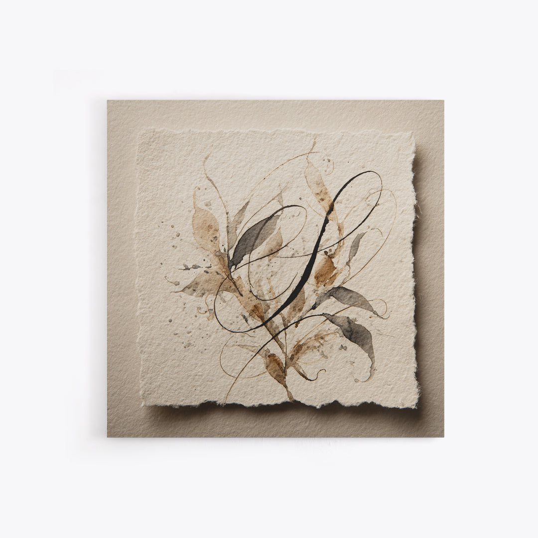 Botanical Calligraphy Pattern Canvas Print, Calligraphy Art, Quote Wall Art, Living Room Decor, Watercolor Art, Script, CAL-1x1-94