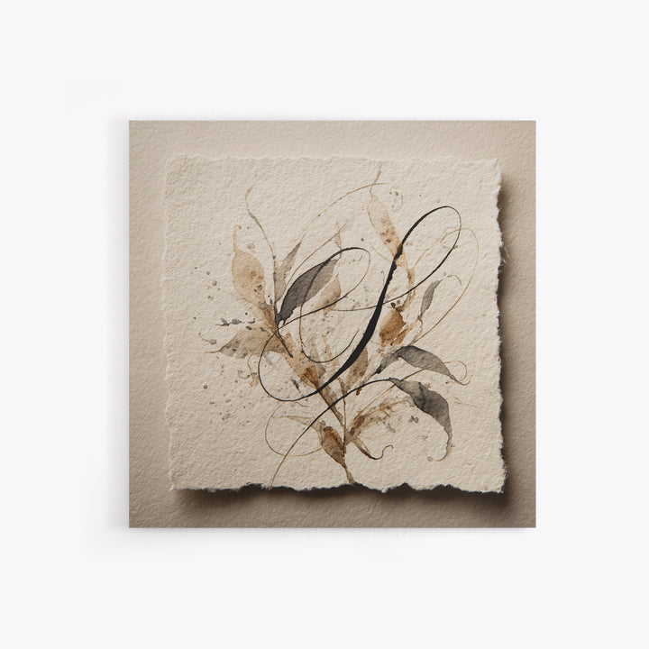 Botanical Calligraphy Pattern Canvas Print, Calligraphy Art, Quote Wall Art, Living Room Decor, Watercolor Art, Script, CAL-1x1-94