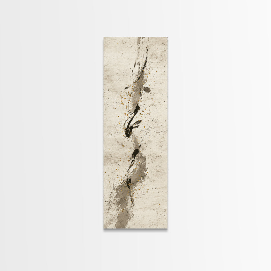 Monochrome Brush Alphabet Fragments as Abstract Texture Canvas Print, Calligraphy Art, Scripture Art, Living Room Decor, Script, CAL-1x3-1
