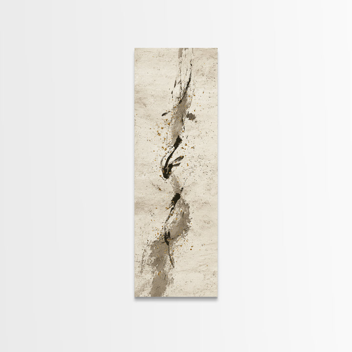 Monochrome Brush Alphabet Fragments as Abstract Texture Canvas Print, Calligraphy Art, Scripture Art, Living Room Decor, Script, CAL-1x3-1