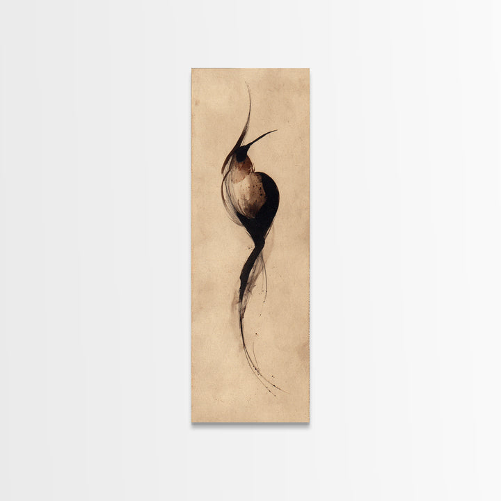 Calligraphic Bird Shape Formed from Flowing Lines Canvas Print, Calligraphy Art, Luxury Decor, Living Room Decor, Script, CAL-1x3-20