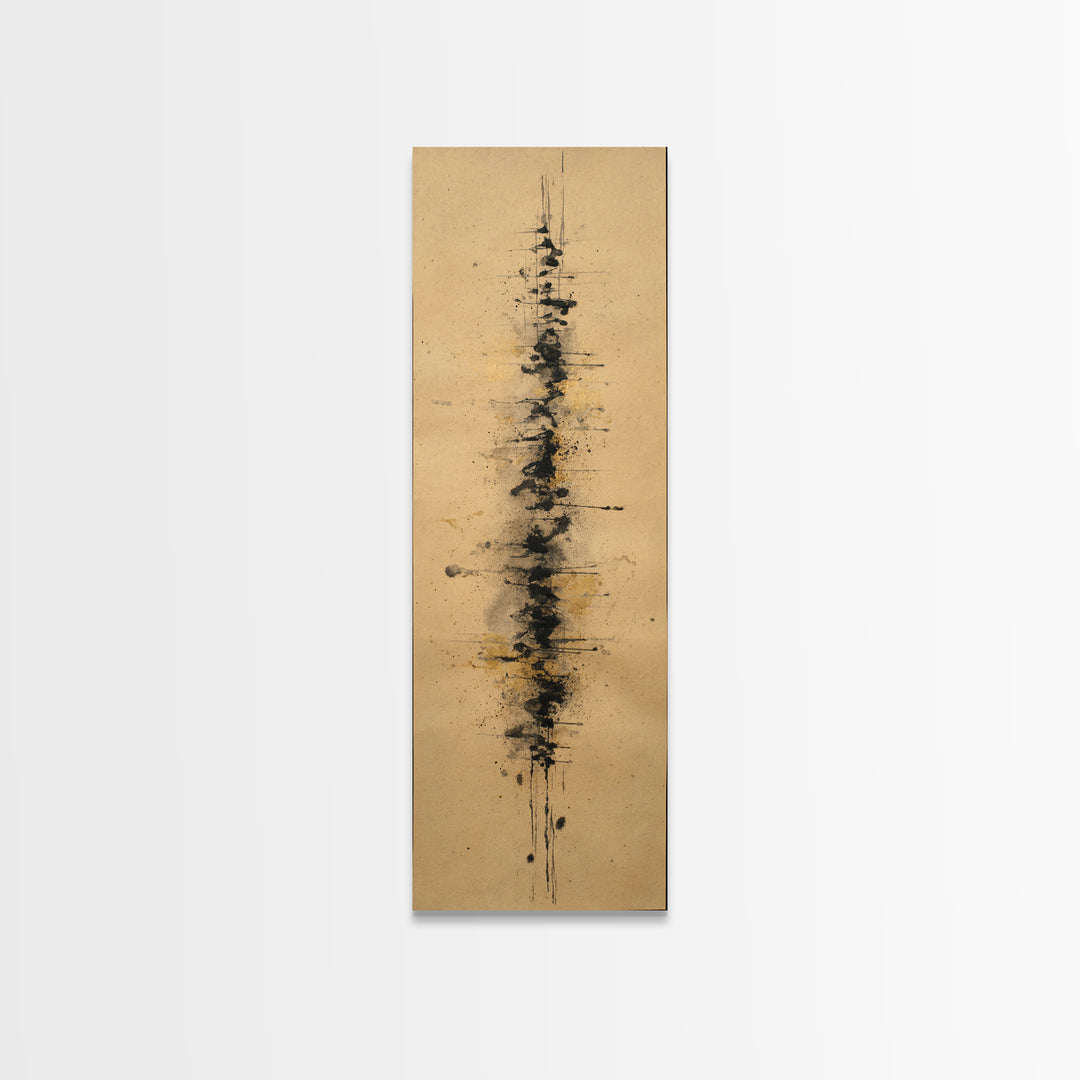 Ink Splatter and Long Brushstroke Composition Canvas Print, Calligraphy Art, Room Decor, Living Room Decor, Fine Art, Script, CAL-1x3-28